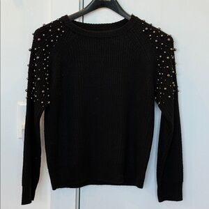 Black Beaded Women's Sweater Cardigan